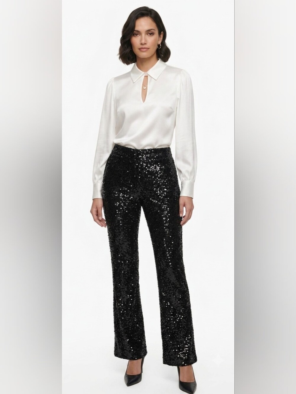 NWOT Nanette Lepore Black Sequin Straight Pants Size S